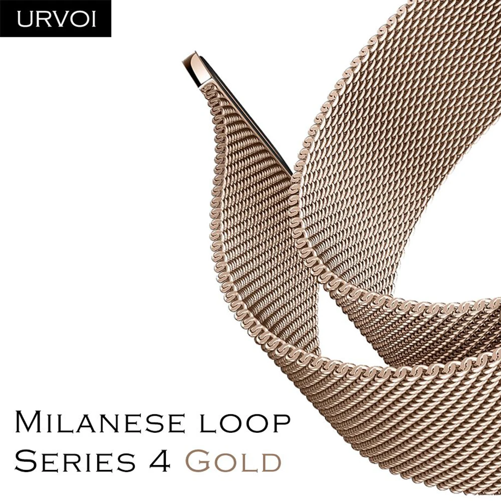 URVOI Milanese loop Series 4 Золотой ремешок для часов аpple iwatch Магнитная Регулируемая пряжка