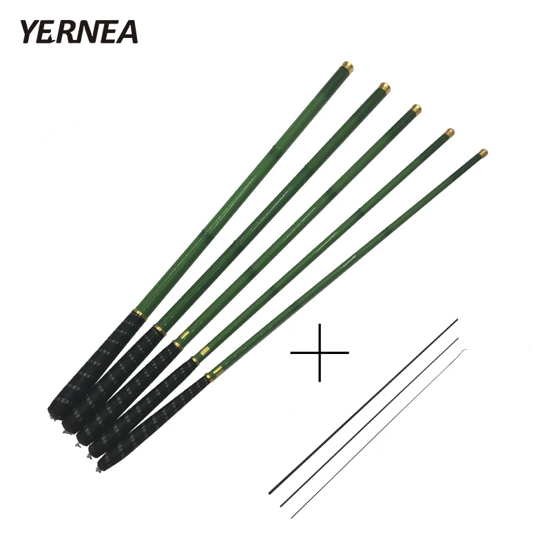 

Yernea Carbon Fiber Fishing Pole Ultra-light Carp Rod Green Telescopic Fishing Rod 3.6M 4.5M 5.4M 6.3M 7.2M+3 Spare Top Tips
