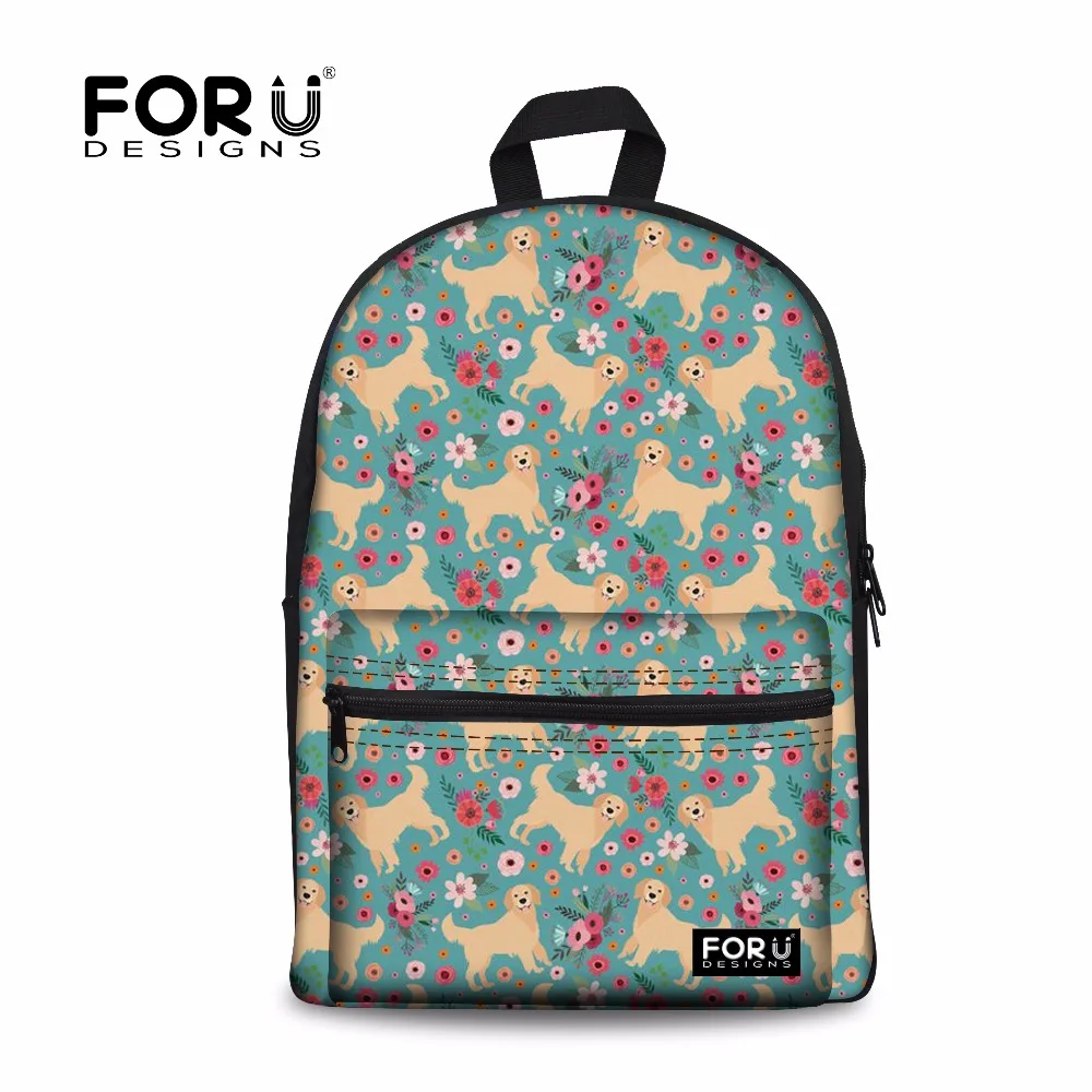 FORUDESIGNS/Школьный рюкзак для девочек подростков с принтом золотого ретривера