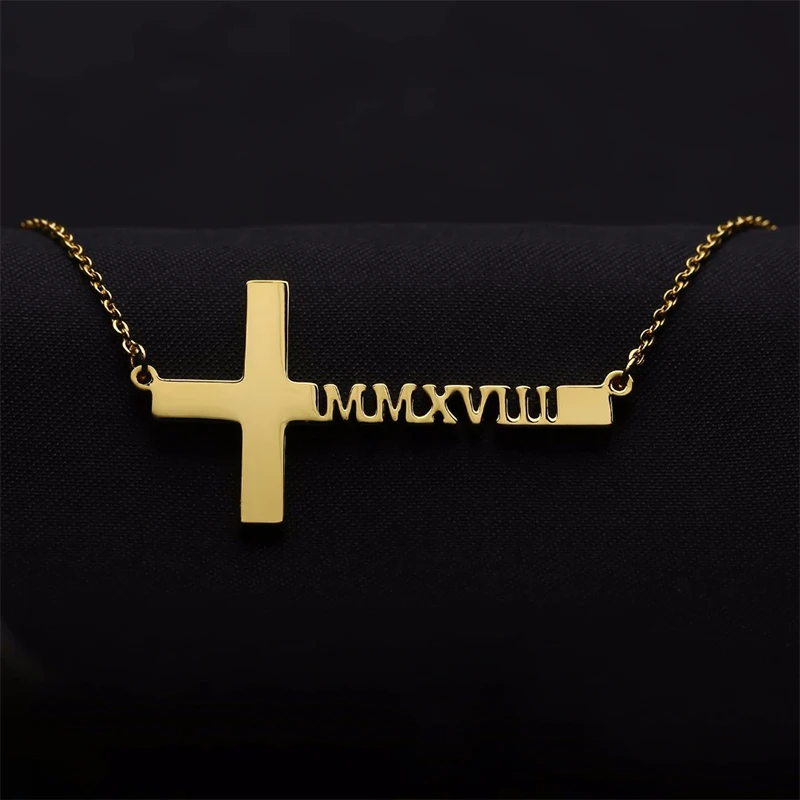 Ожерелье-чокер Nextvance из нержавеющей стали с именем-крестом 3 цвета индивидуальное