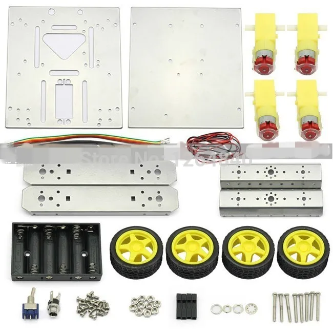 DIY KIT 4WD привод алюминиевый мобильный робот Платформа для робота Arduino Raspberry Pi * Gold -