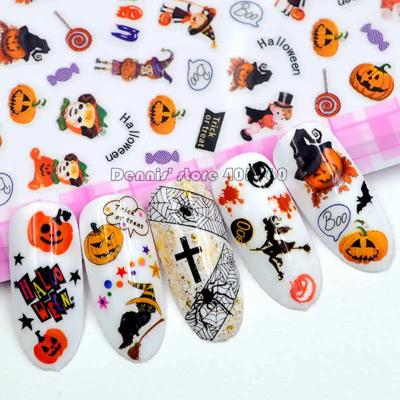 1 лист модные милые наклейки для ногтей на Хэллоуин|Стикеры и наклейки| |