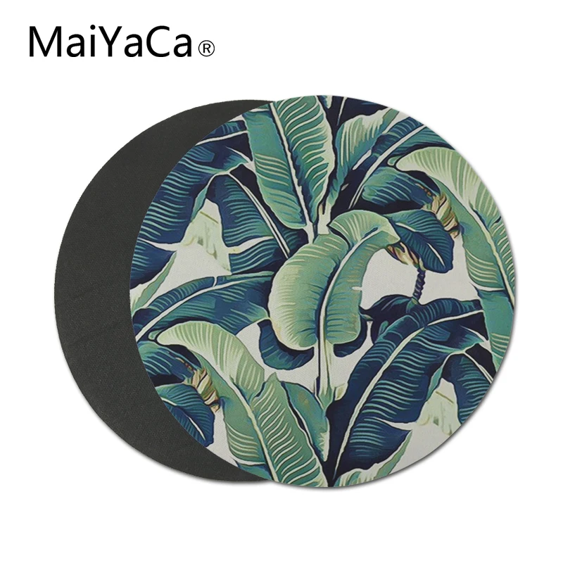 Круглый коврик для мыши MaiYaCa с принтом банановых листьев Нескользящий Резиновый