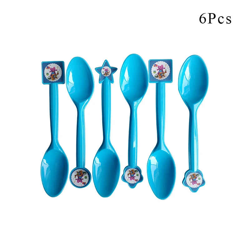Spoon x 6 Мультфильм покойо, Элли, Пато Loula, Декоративная скатерть для вечеринки Бумага чашка тарелка шары для детей Дети День рождения поставки AW04 - Цвет: Spoon x 6
