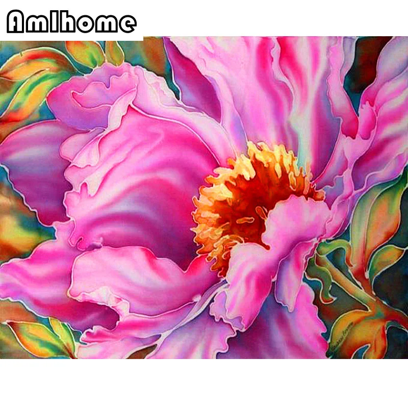 NEW 3D Diamond Painting Cross Stitch Pink Flowers Rhinestone Crystal Needlework Embroidery Full Decor HC1481 | Дом и сад