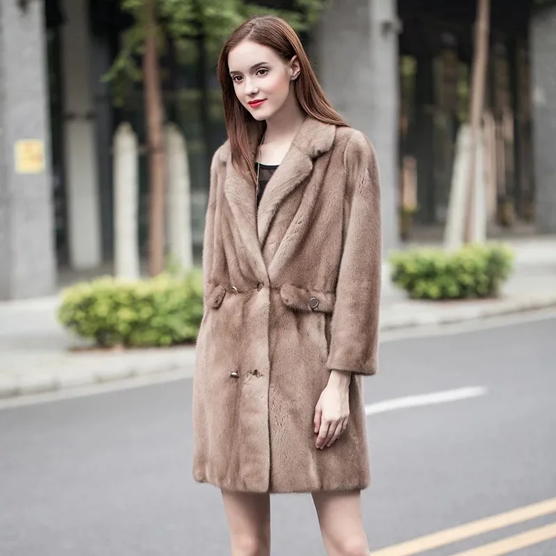 2021 брендовая роскошная женская куртка из натурального меха норки длинный стиль с