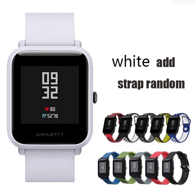 white random strap Умные часы Huami Amazfit Bip, глобальная версия, gps, Gloness, умные часы, умные часы, 45 дней в режиме ожидания для телефона MI8 IOS - Цвет: white random strap
