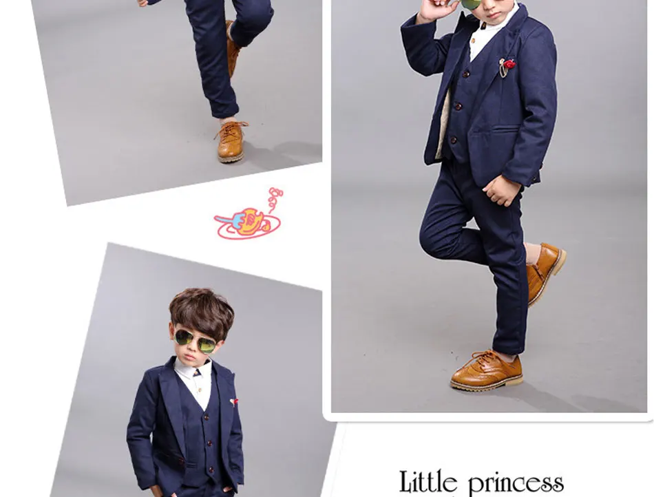 Spring And Fall Formal Children Boy Suit Boy Custom Suit Dress Costume Boy Wedding Children's Wear Three-Piece Set