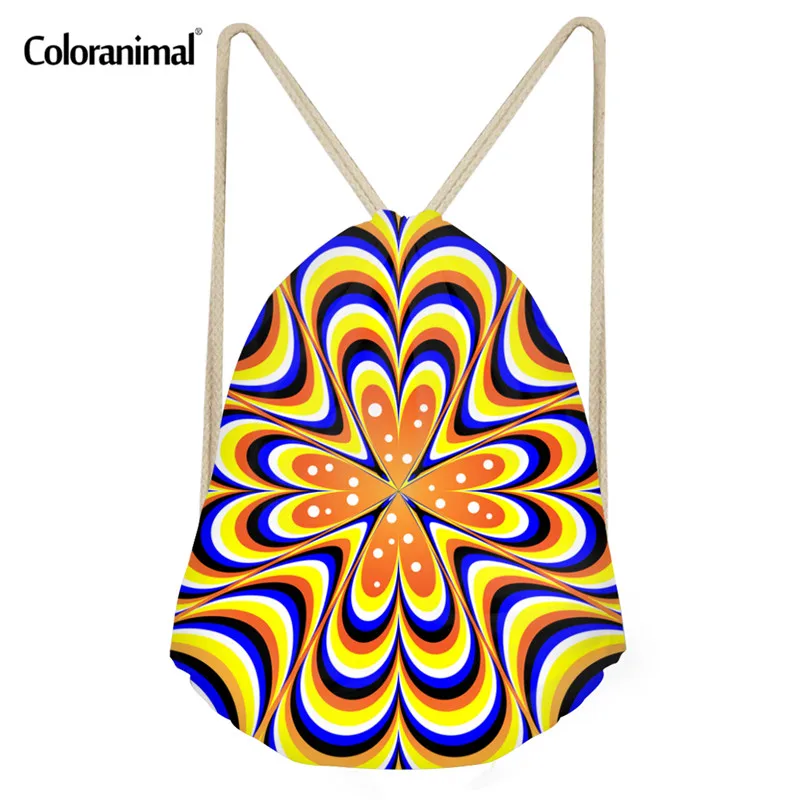 

Coloranimal 3D Black White Vertigo Hypnotic Print Men Women Drawstring Bag Cool Men's String Backpack Student Small Gym Sack Bag