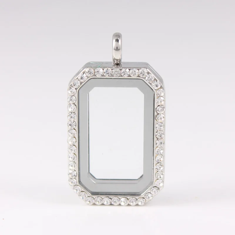 

10 PCS/LOT Rectangle Crystal Floating Locket Pendant Openable Magnetic Glass Floating Locket Pendant For Floating Charms