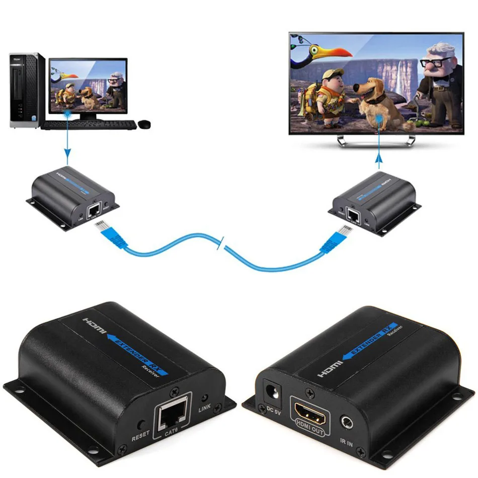LKV372A 1080 P HDMI Extender TX/RX 60 м CAT6 сигнала сетевой кабель с ИК передатчик + приемник для