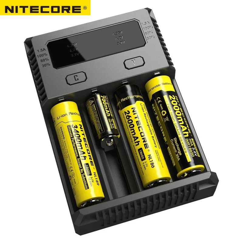 Новинка зарядное устройство NITECORE I4 умное Intelli для Li ion/IMR Nicd 16340 14500 18650 26650 AA AAA