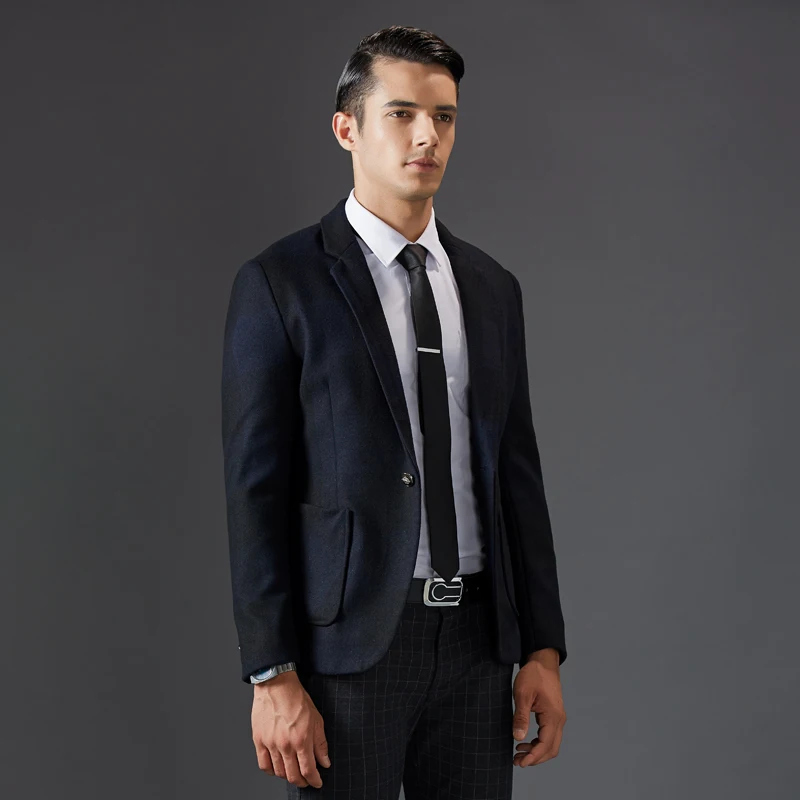 Мужской Модный повседневный облегающий Блейзер 2017 мужской деловой костюм куртка