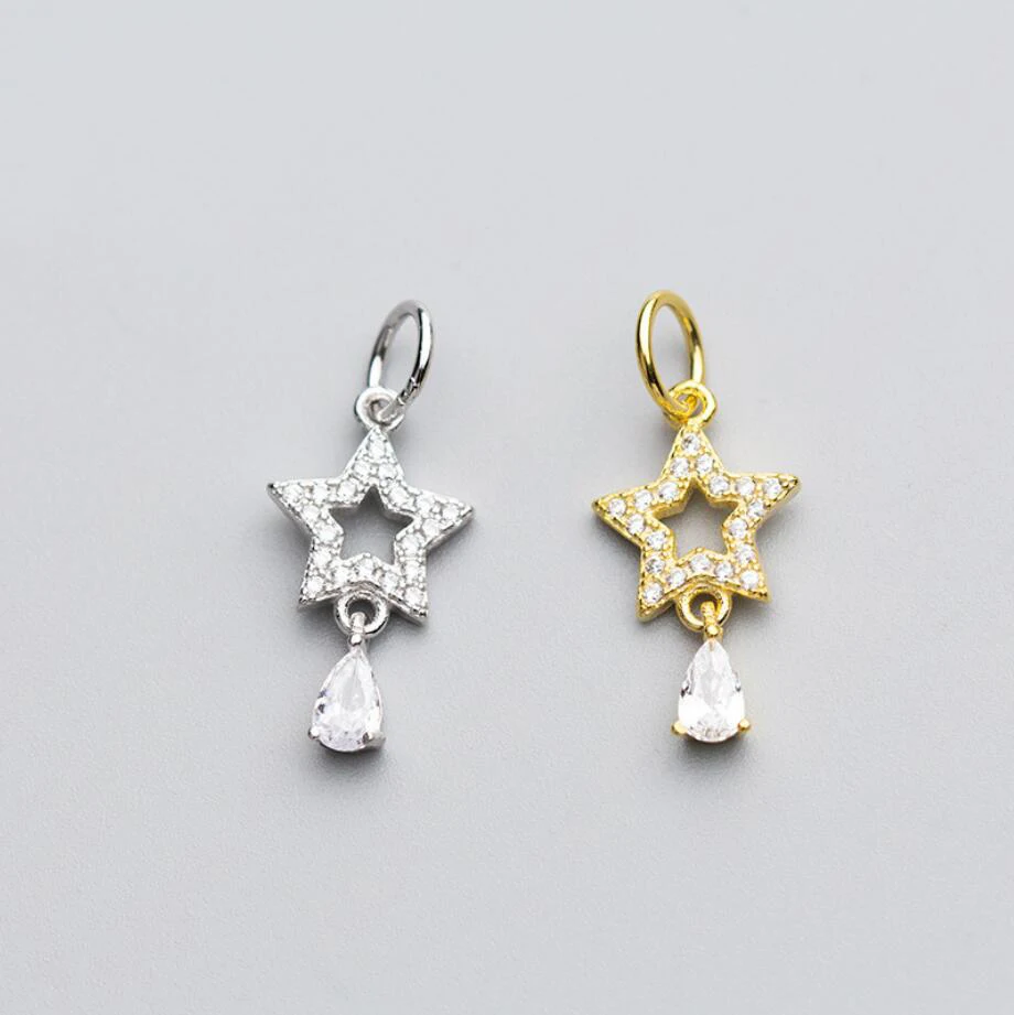 Sterling SIL CZ Star Bracelet Dangle Charm Bead Pendant DIY Jewelry A2462 | Украшения и аксессуары