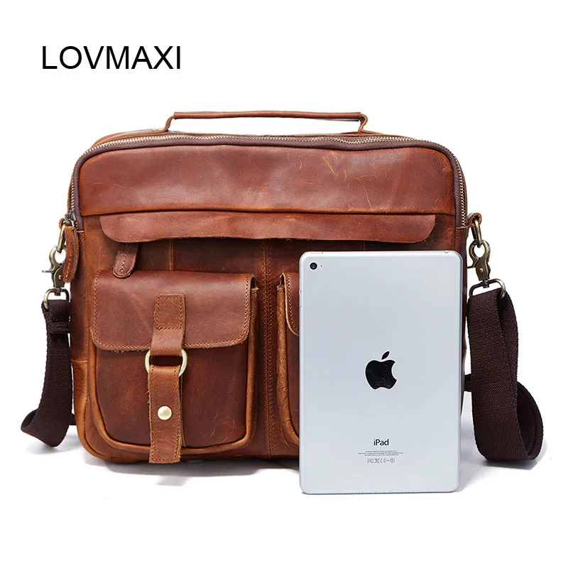 LOVMAXI коровья кожа винтажные мужские портфели Сумки Crazy horse кожаная сумка на плечо