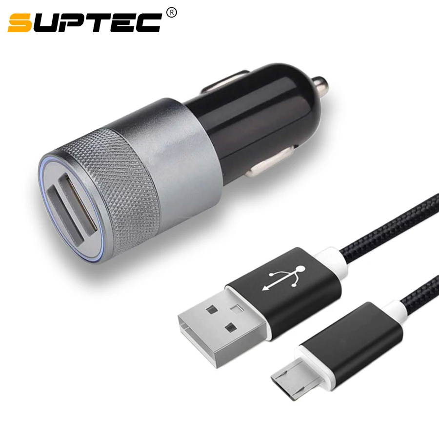 Автомобильное зарядное устройство SUPTEC 5 в 2 а с двумя USB портами из сплава