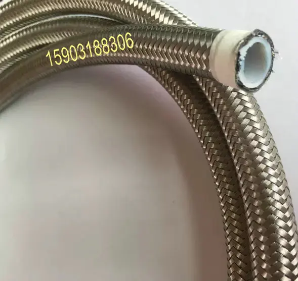 

AN-6-AN6-Stainless-Steel-Braided-PTFE-Fuel-Line-Oil-Gas-Hose-Silver-1M-3FT-ID-8mm