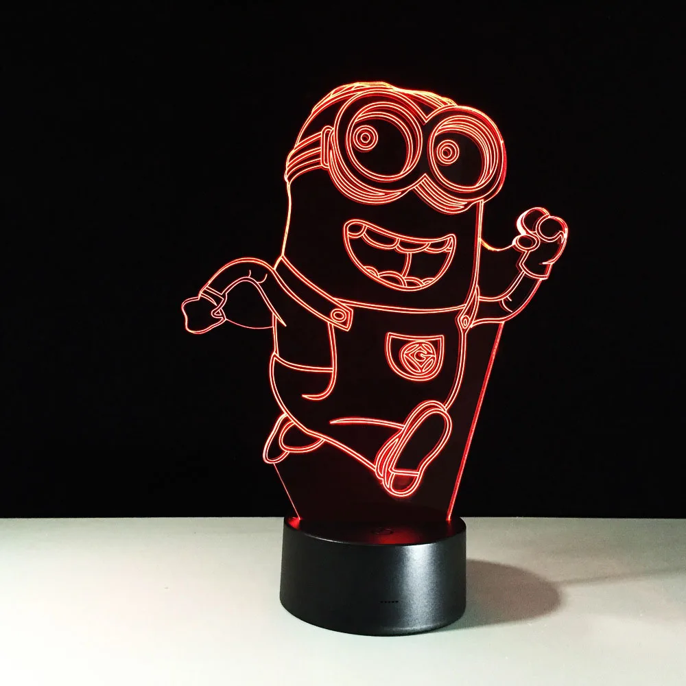 Детский ночник 7 цветов светодиодный светильник Luminaria 3D Minions акриловый для
