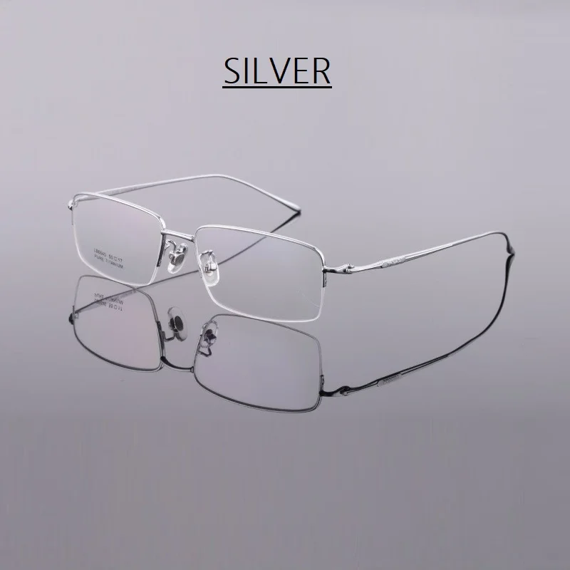 SILVER Titanium Big Face Men Glasses Eyewear Ultra light Half Rim Whole Carving Temple Myopia Prescription Readding Glasses Eyewear New - Цвет оправы: SILVER