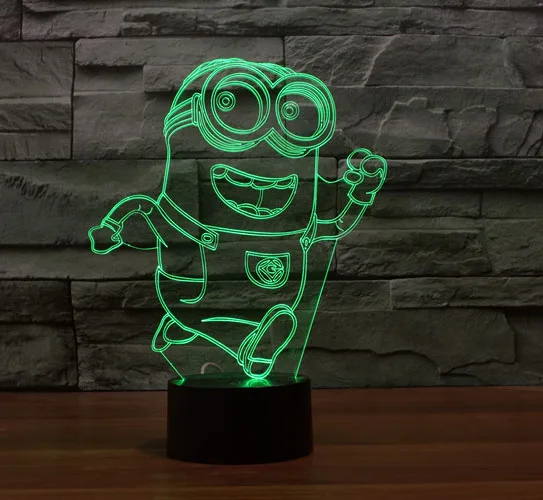 2017 3D Мультфильм Гадкий я Миньоны USB LED Лампы Взволнован Работает маленькие Желтые