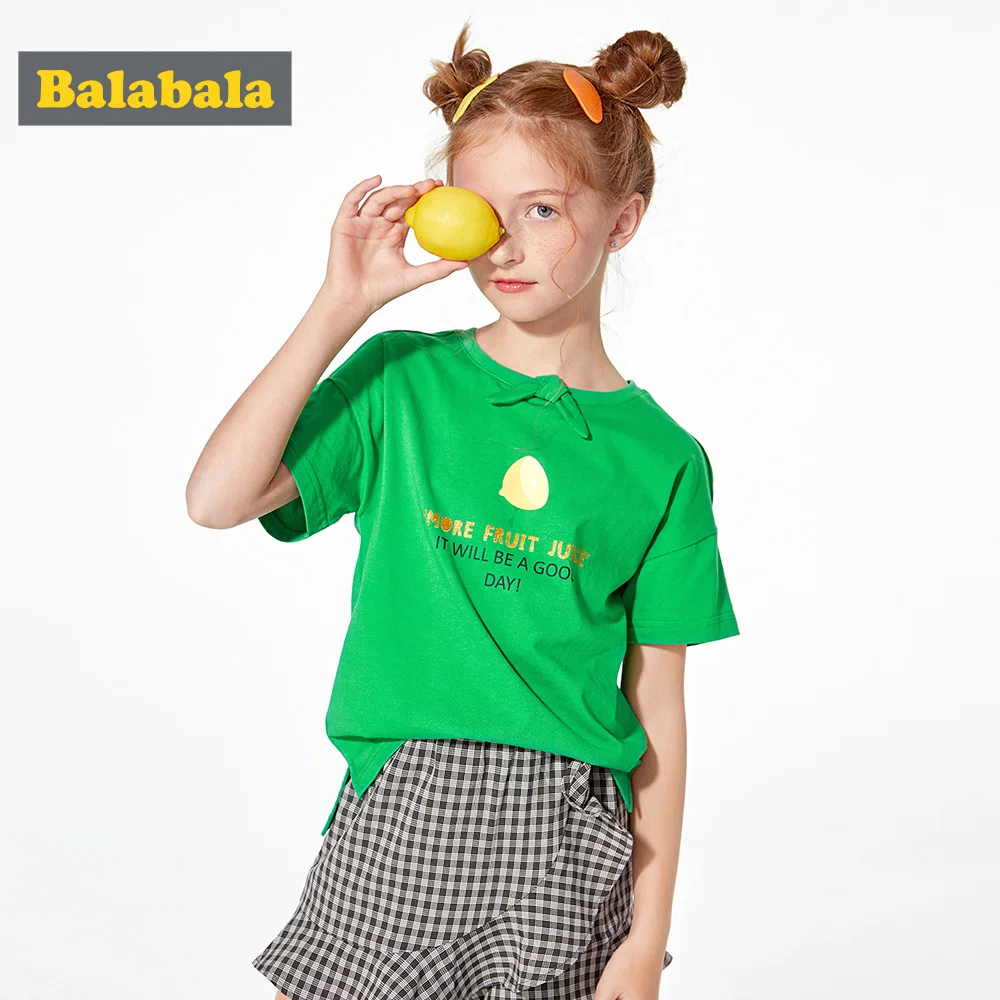 Детская футболка с короткими рукавами BalabalaGirls летняя из 100% хлопка принтом