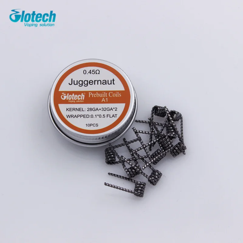 Готовые катушки Glotech Super Clapton Juggernaut сдвоенные сползающие спирали для RDA RTA