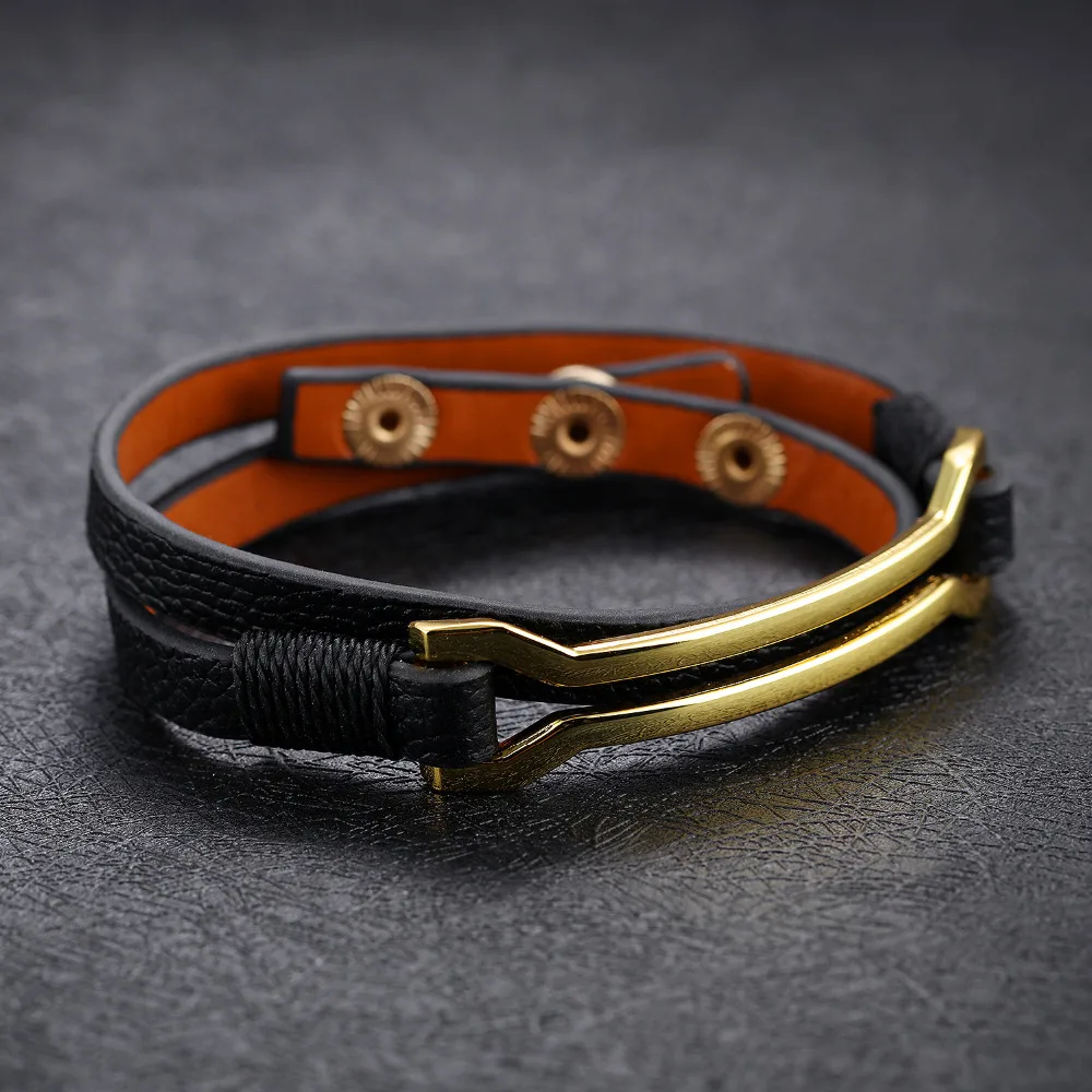 7SEAS Women Lady Men Adjustab Multilayer Bracelets Bangles Rock Cowhide Leather Metal Bars Fashion Jewelry Gift 7S1119 | Украшения и