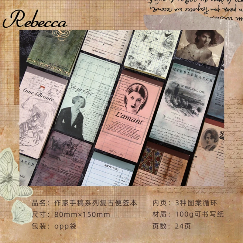 Mo.Card Vintage manuscript Notepad memo pad paper message note Wholesale