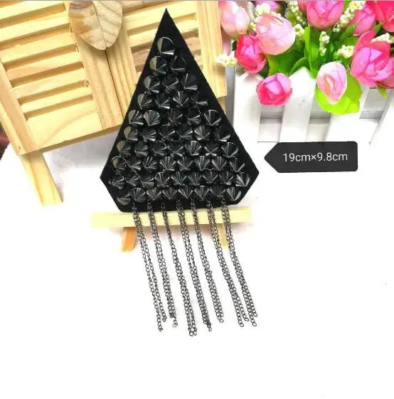 Triangle Chain 100 шт/50 пар ручной работы с кисточками, металлическая эполета, винтажный плечевой ремень, брошь в стиле панк, с кисточками, с заклепками, эполеты, эполеты, сценические украшения, сделай сам - Color: Triangle Chain