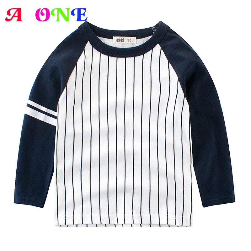 Весенне осенняя хлопковая футболка для маленьких мальчиков с длинным рукавом