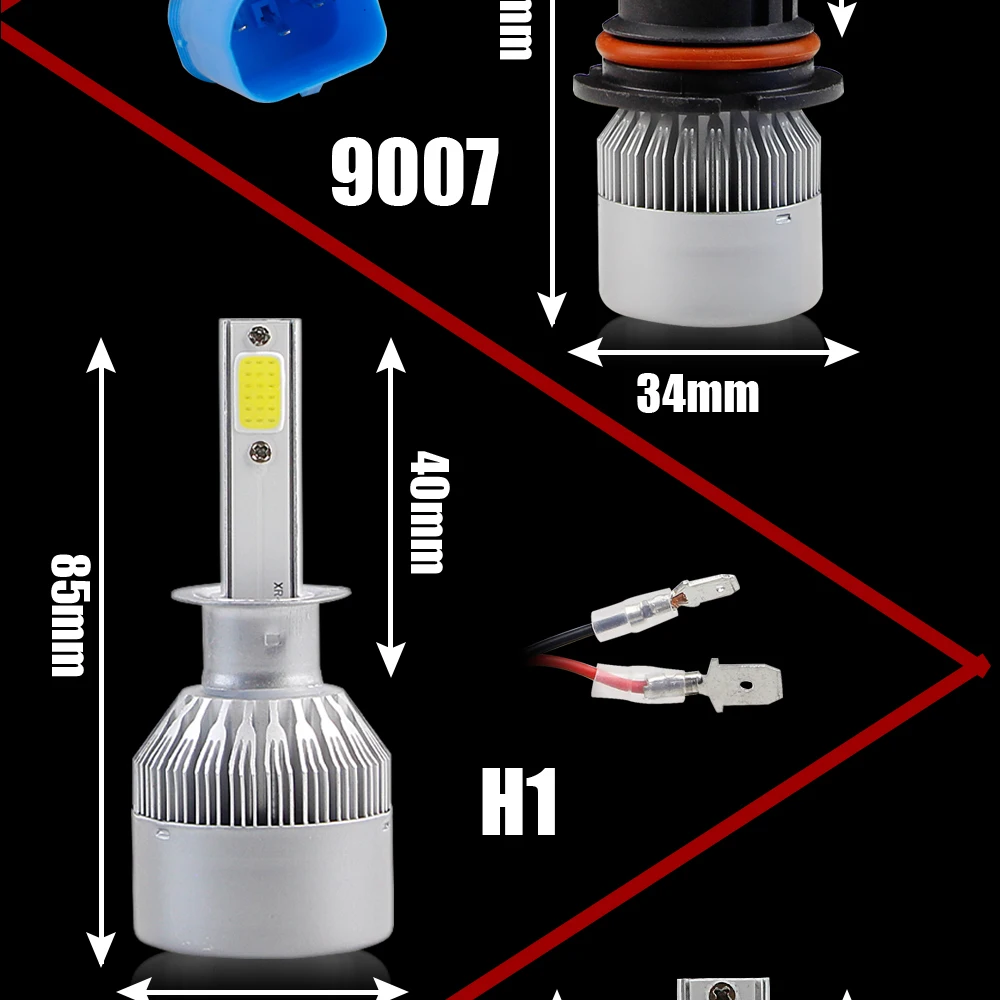 2x H7 светодиодный H11 H4 Hi/короче спереди и длиннее сзади) H1 H3 H8 HB1 HB3 HB4 HB5 H10 HIR2 H13 H16 H27