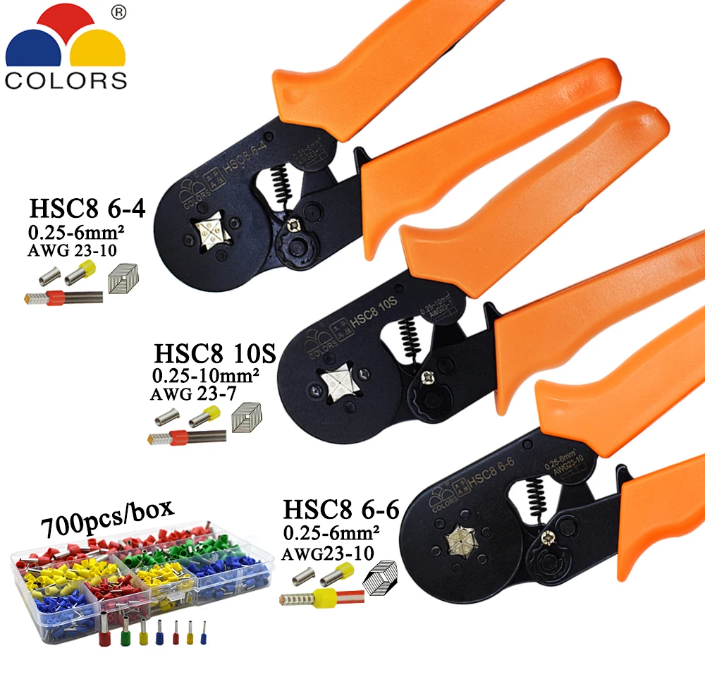 HSC8 10S обжимные плоскогубцы 0 25 10 мм2 23 7AWG 6 4/6 с 700 шт./кор. игольчатый наконечник типа