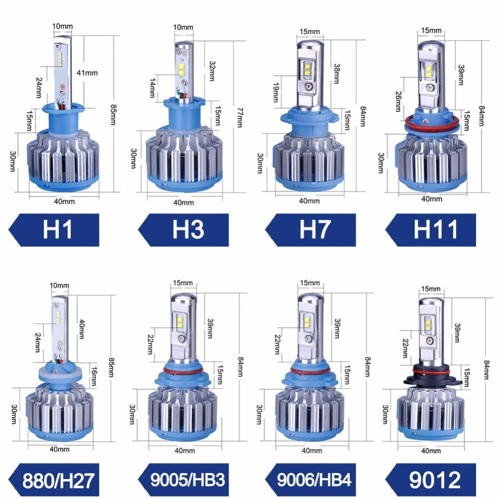 Castaleca 2 шт. Автомобильные фары H4 H7 T1 Turbo светодиодный 70 Вт 7200LM 6000 К H8/H11 HB3/9005 HB4/9006 H1 H3