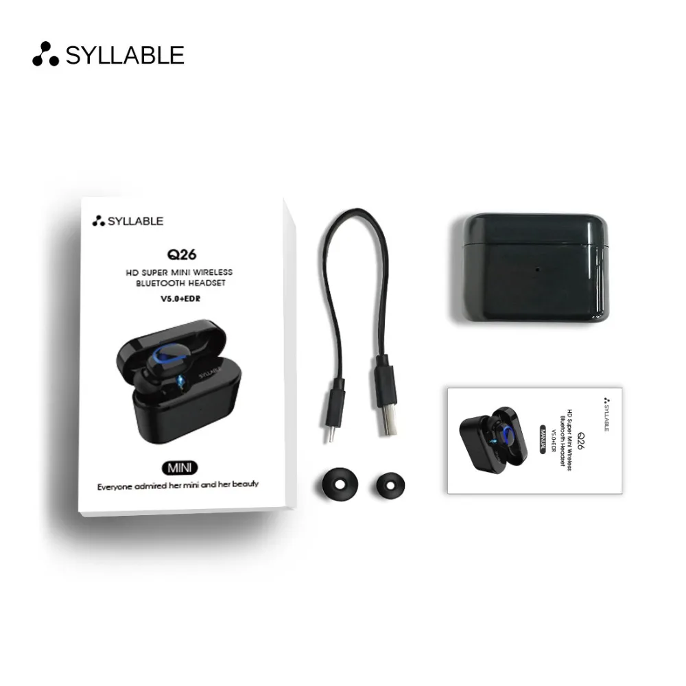 Слог Q26 Bluetooth V5.0 наушники беспроводные стерео вкладыши слог Bluetooth гарнитура для телефона один слог Q26