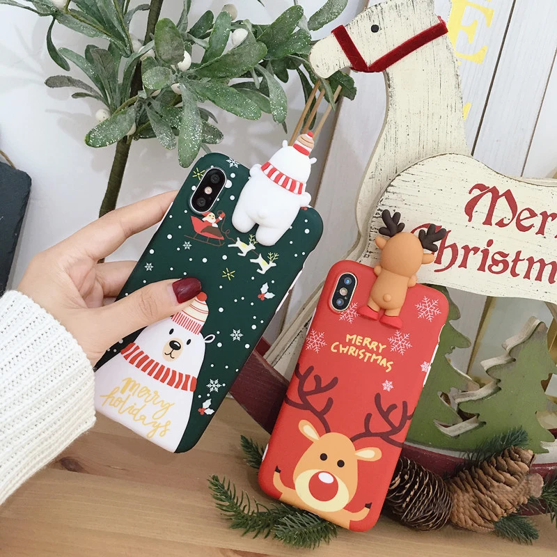 Рождественский фестиваль Снеговик Олень 3D животное чехол для iPhone X XS XR MAX 7 8 6 6S PLUS