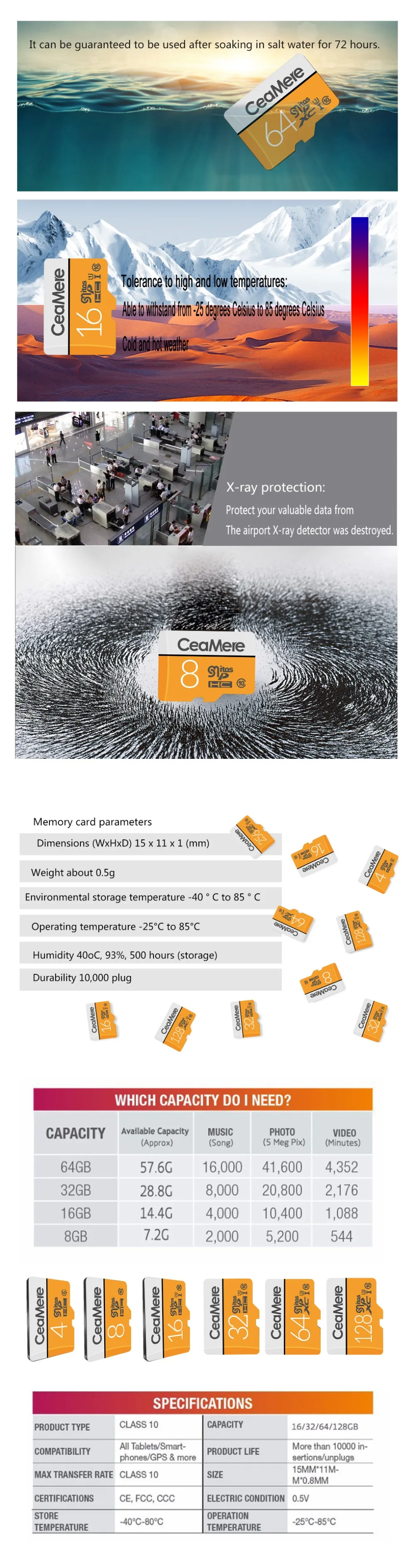 CeaMere карта памяти 256 ГБ 128 Гб 64 Гб U3 UHS-3 32 ГБ Micro sd карта класс 10 UHS-1 флэш-карта памяти Microsd TF/sd карта s для планшета