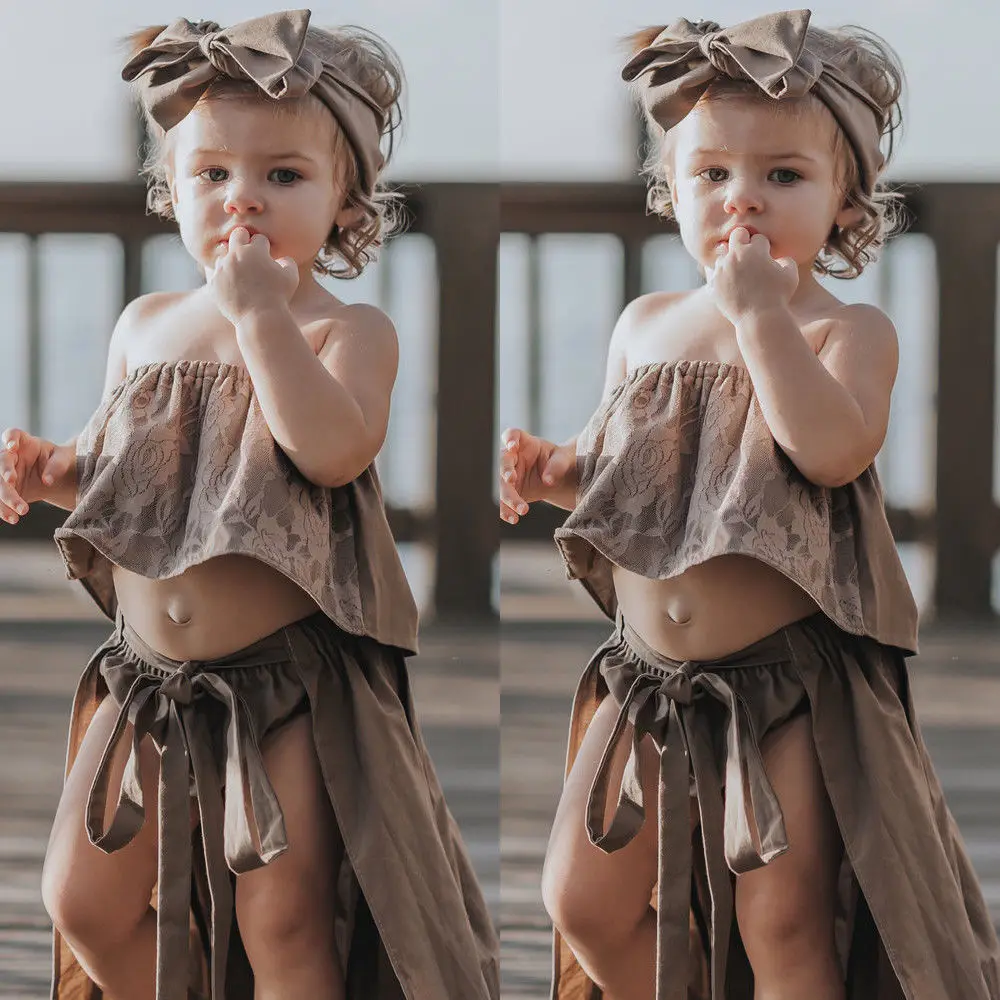 Комплект из 4 предметов Модная одежда для новорожденных девочек укороченный топ