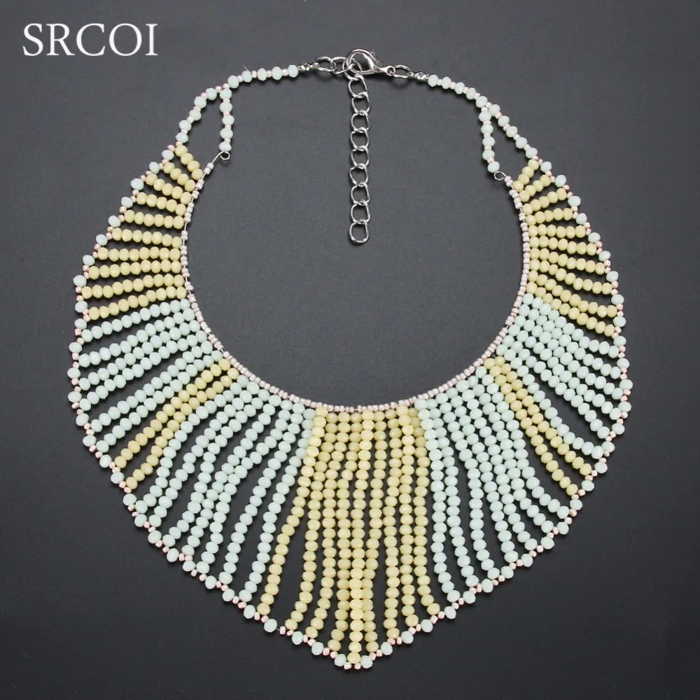 SRCOI модное ожерелье с кристаллами и кисточками в форме звезд бусинами вокруг шеи |