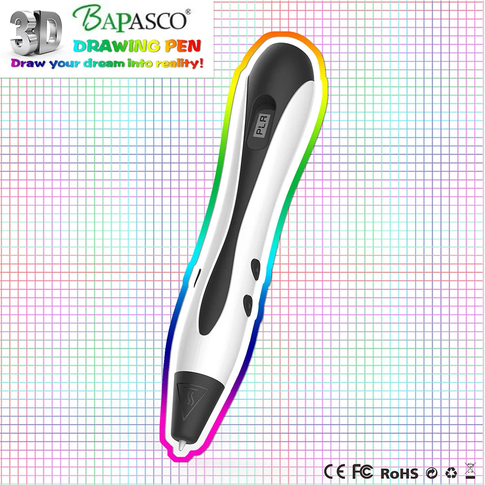 BAPASCO 3D ручки/3D граффити ручка один ключ Управление печать Ручка + 200 м PLA пластмасс