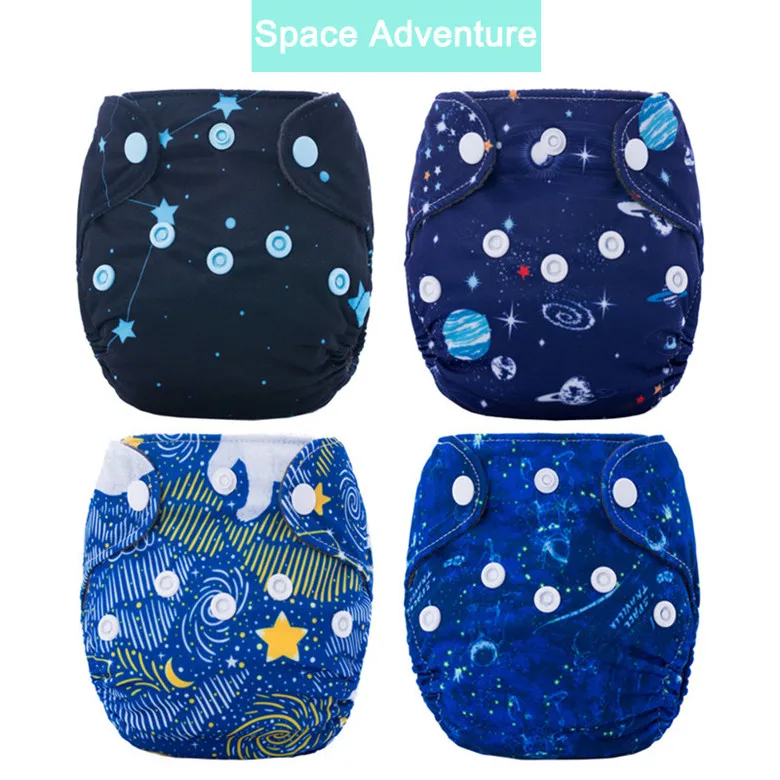Space Adventure 4 шт. подгузники для новорожденных, детские подгузники с подкладкой из бамбука, 2-5 кг - Цвет: Space Adventure