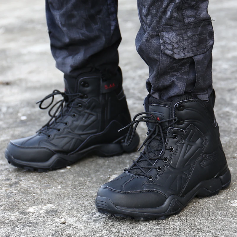 

39-46 Winter Military Boots Men Fashion Army Boots Men' s Tactical Desert Combat High Top Ankle Boots Men Outdoor Work Shoes Men