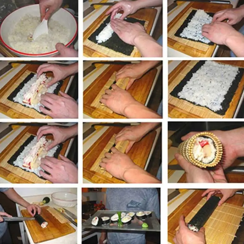 Новый 2 шт. приспособление для суши Япония Корея Циновка роллов DIY рисовый онигири