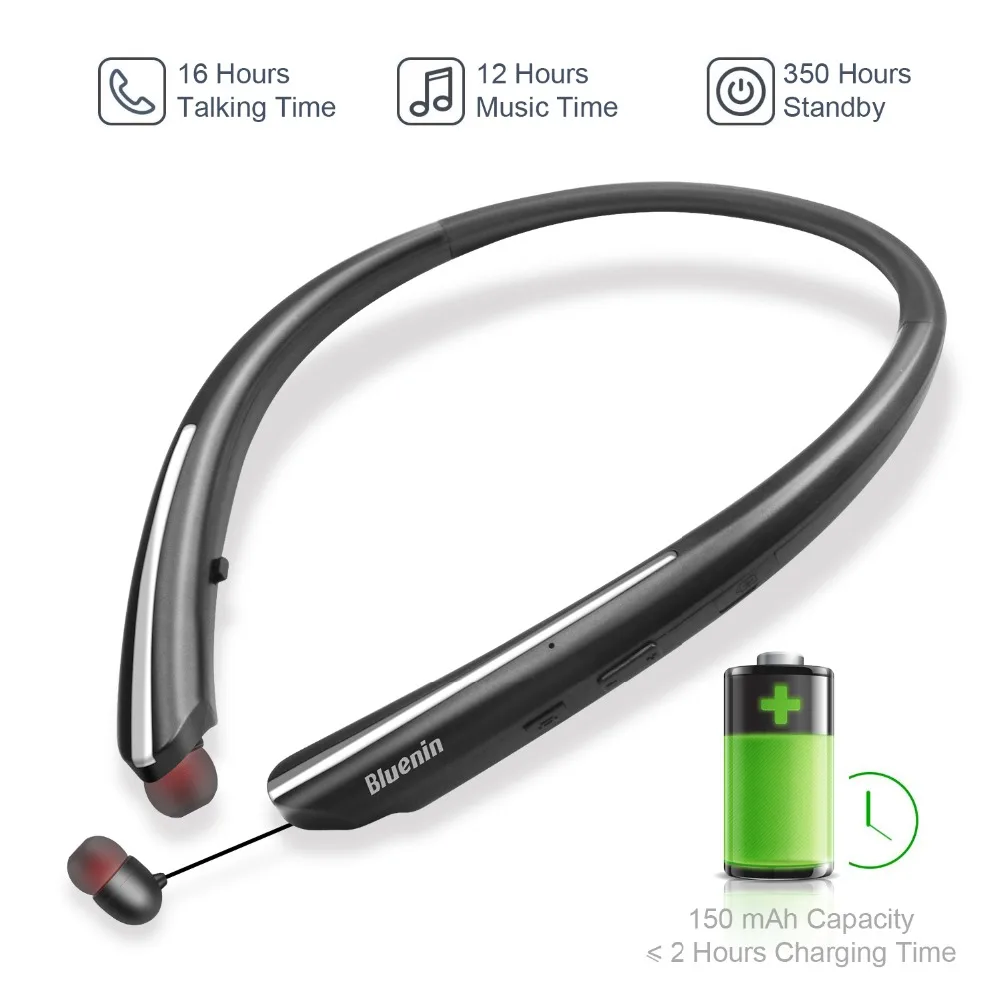 Bluenin Bluetooth наушники выдвижной IPX4 устойчивое Беспроводные наушники aptX стерео HiFi Спортивные Bluetooth наушники с микрофоном