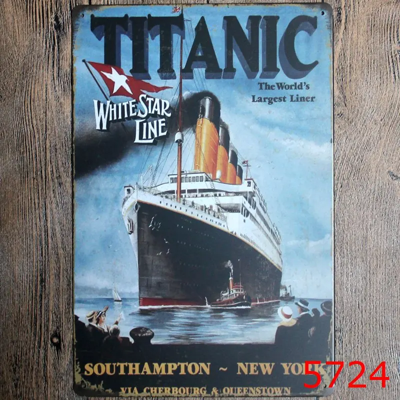 Titanic винтажные металлические вывески для домашнего декора кафе бар декоративная