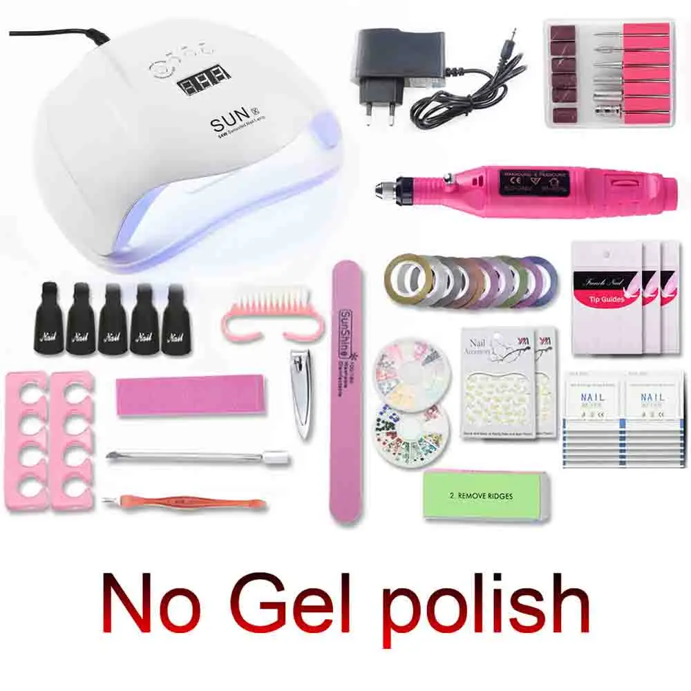 54W-lamp-set2 10 цветов Гель-лак для ногтей, Лаки польский маникюрный набор с УФ-светодиодный светильник, Электрический Фрезер для ногтей, сверлильный станок, инструменты для маникюра, маникюрных наборов - Цвет: 54W-lamp-set2
