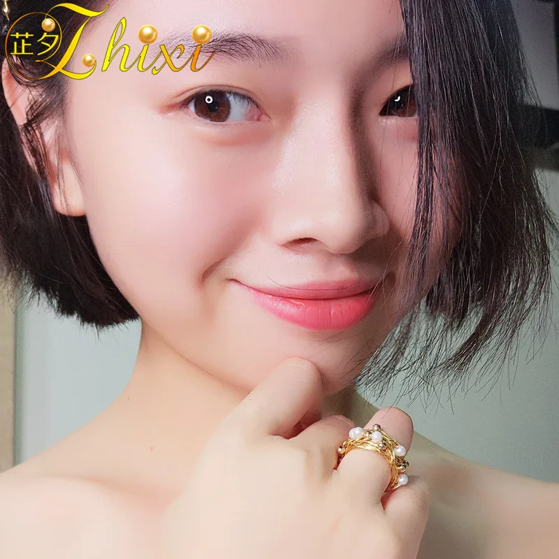 ZHIXI кольцо с пресноводным жемчугом для женщин ювелирные украшения круглые