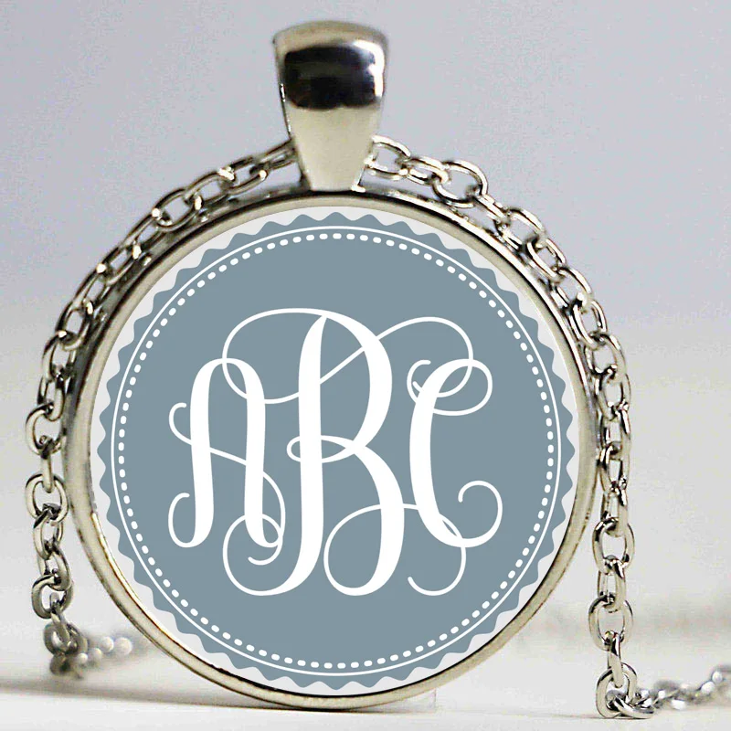 Personalized customization Initials Art Glass Cabochon Necklace Long Sweater Chain For Man Woman Fine Jewelry as Gifts | Украшения и