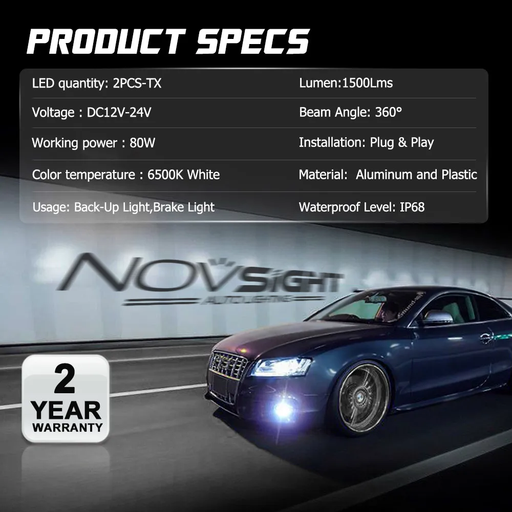 NOVSIGHT 6500K холодный белый Габаритные огни H11 H8 светодиодный автомобильный светильник светодиодный лампы H7 9005 HB3 9006 HB4 туман светильник 12V светодиодные лампы