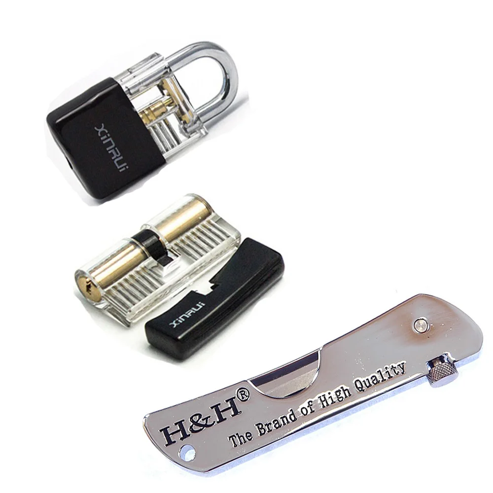 sliver tool 2 locks Слесарный набор инструментов, 2 шт прозрачный замок с черной крышкой, 6 в 1 набор инструментов для тренировок мужчин - Цвет: sliver tool 2 locks