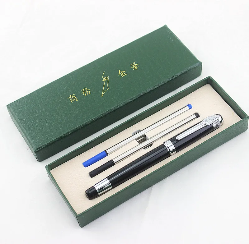 

Silver black jinhao Roller ball Pen send a refill School Office supplies ball pens high quality send friend business gift 088
